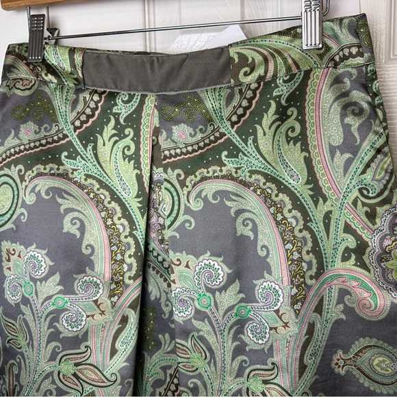 ETRO Italy Paisley Skirt Wool Silk Gray Green Purple designer Italian A-Line - Picture 2 of 13